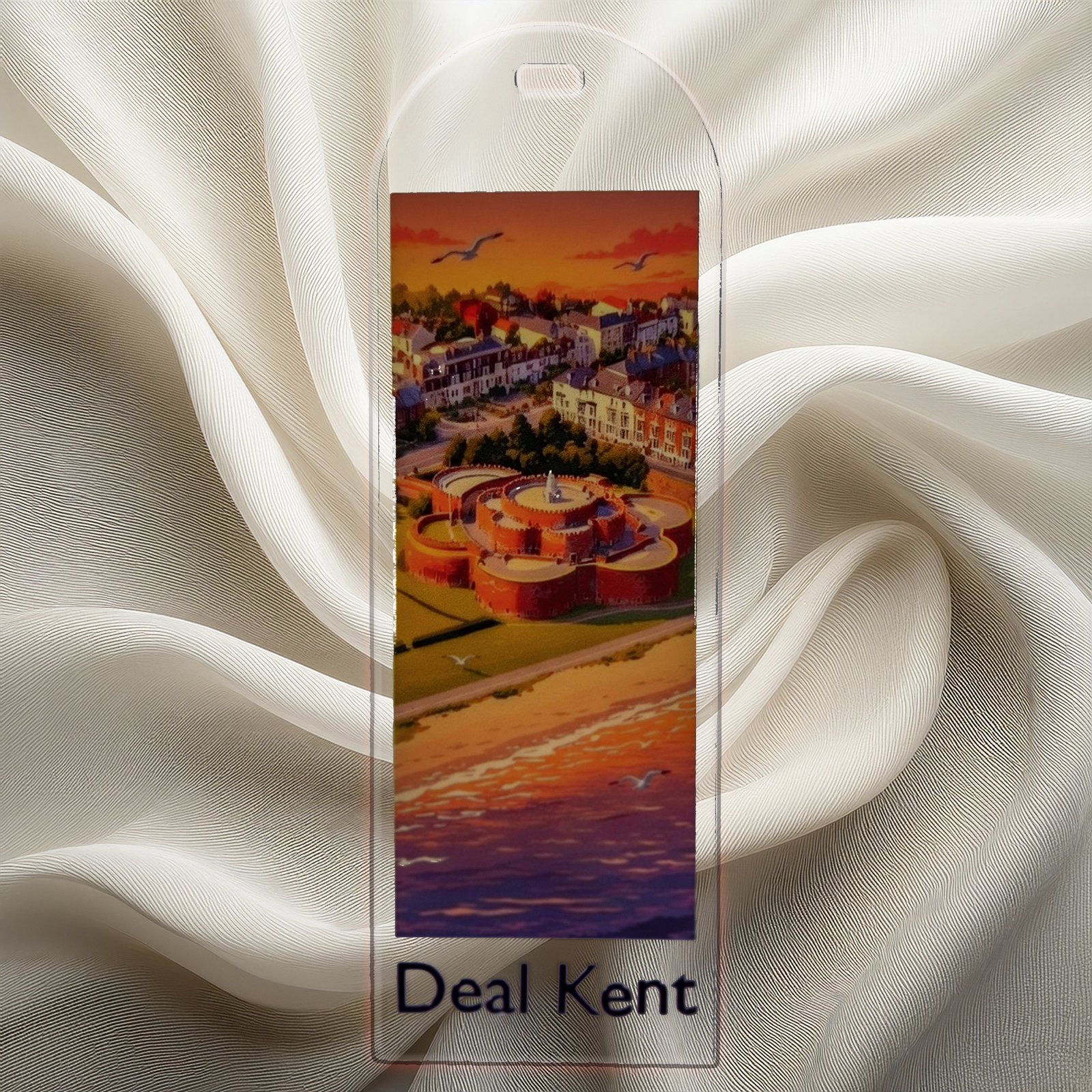 Deal Castle at Dusk Acrylic Bookmark | 1940s Poster Style