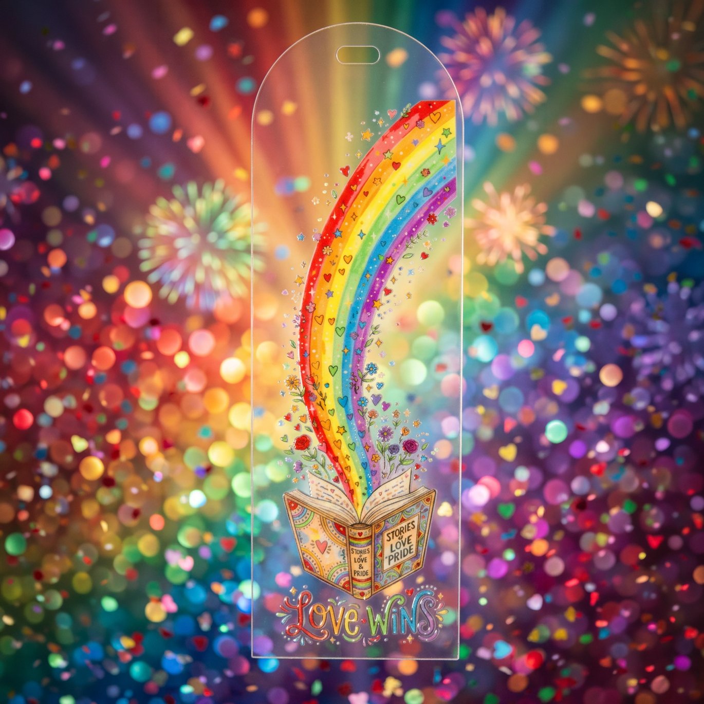 Rainbow Book of Love Acrylic Bookmark