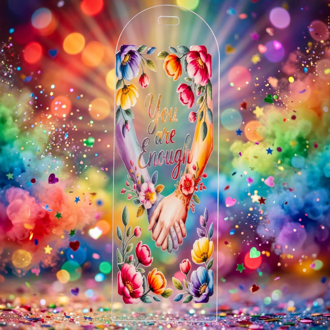 You Are Enough Pride Floral Acrylic Bookmark