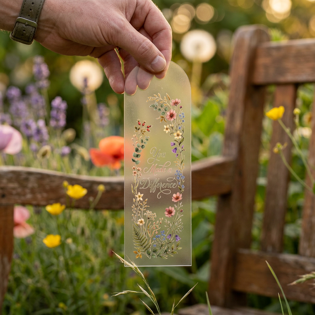 You Made a Difference Acrylic Bookmark, Wildflower Design