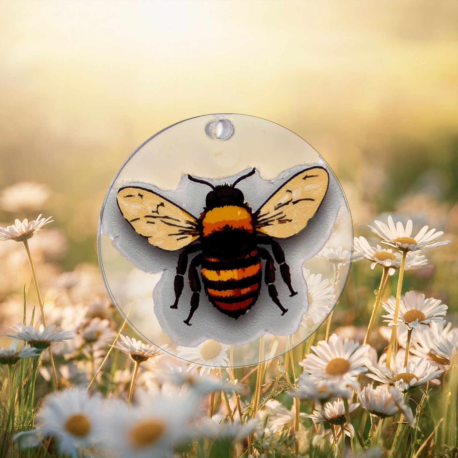 Acrylic Bee Keyring, Minimalist Solo Design, Clear or Black