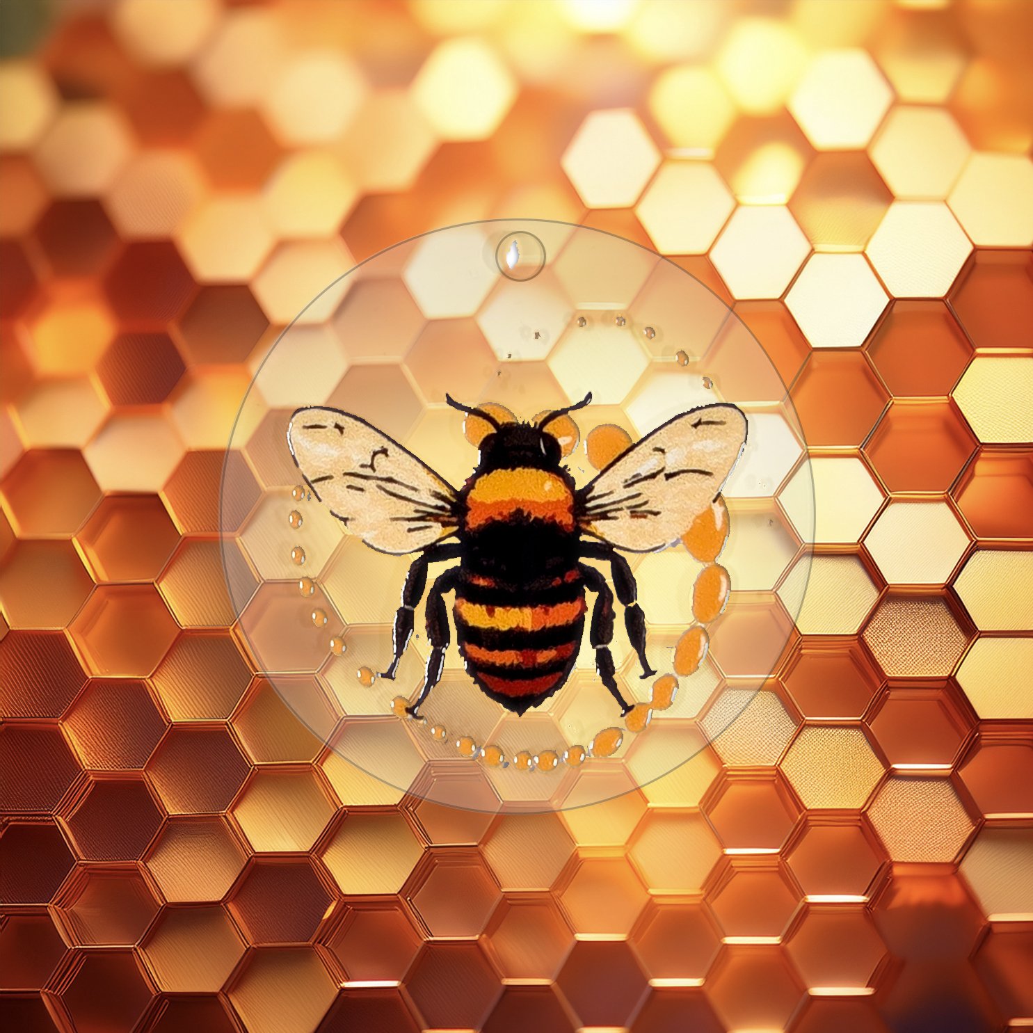 Bee and Honey Swirl Acrylic Keyring