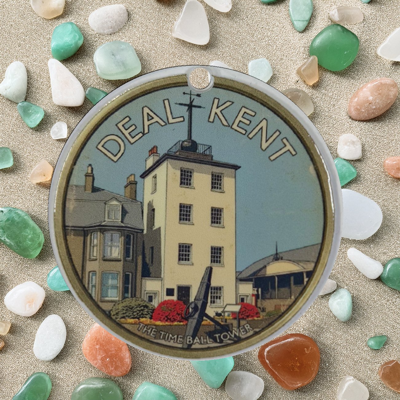 Deal Timeball Tower Acrylic Keyring, 1940s Style