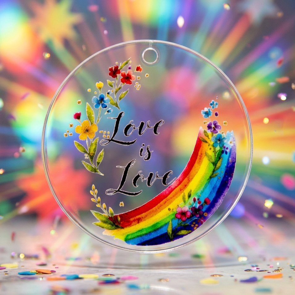 Rainbow & Wildflowers Acrylic Keyring