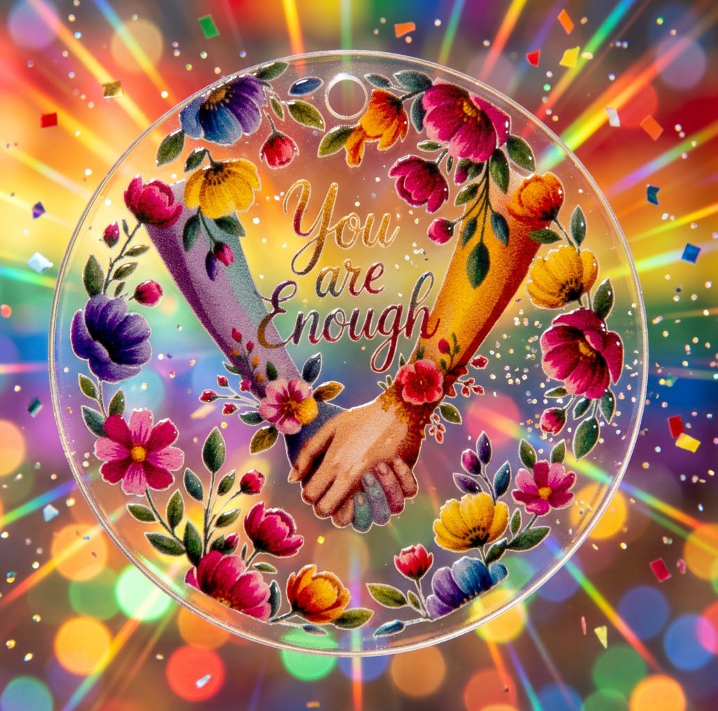 Pride Floral Hands Acrylic Keyring | You Are More Than Enough