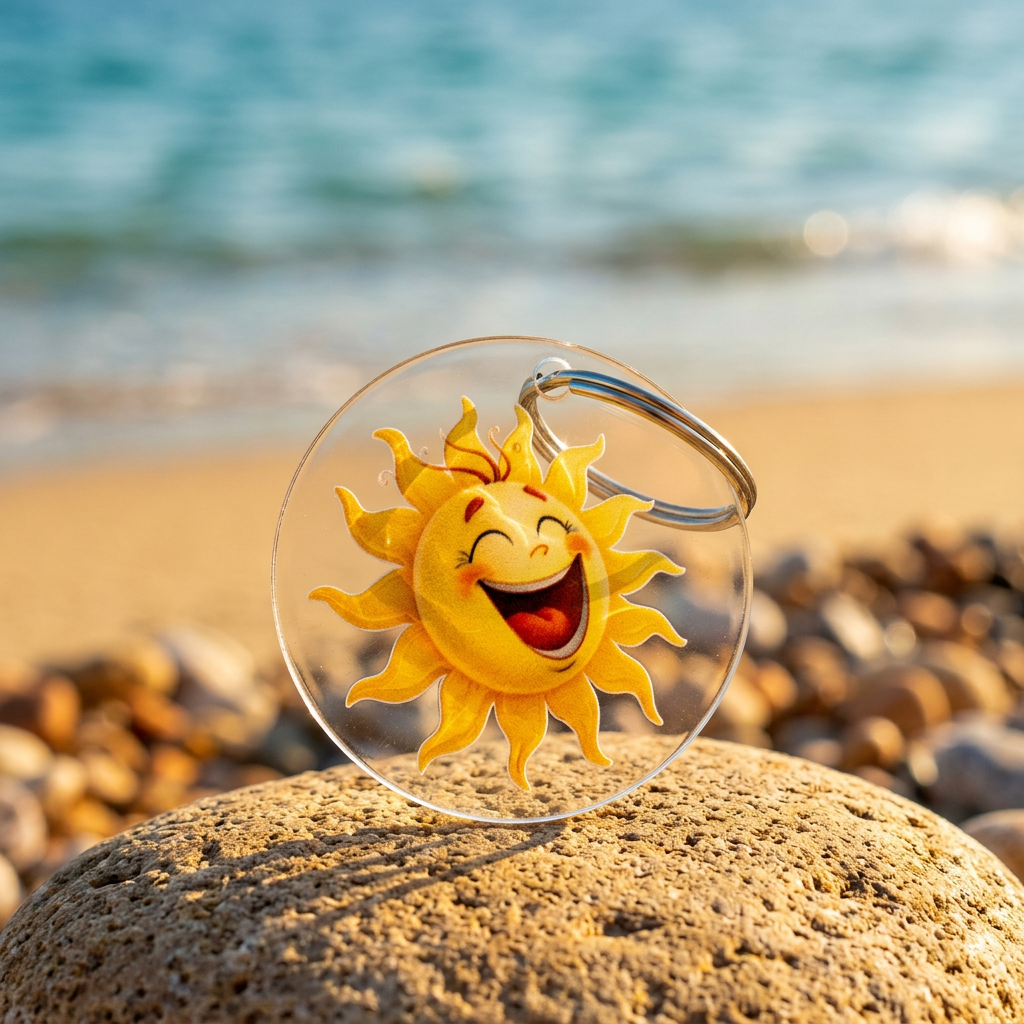 Laughing Sun Acrylic Keyring