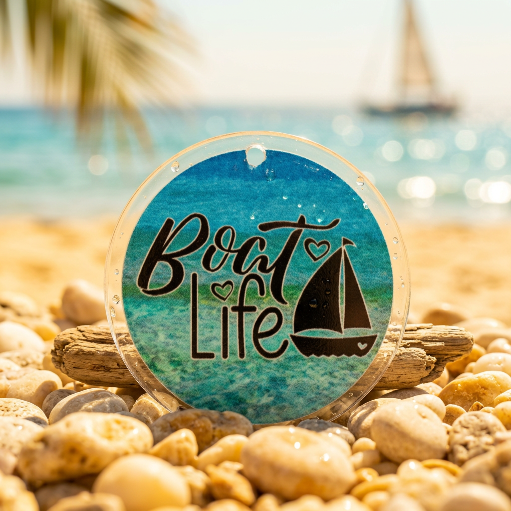 Boat Life Acrylic Keyring | Sailboat & Ocean Design