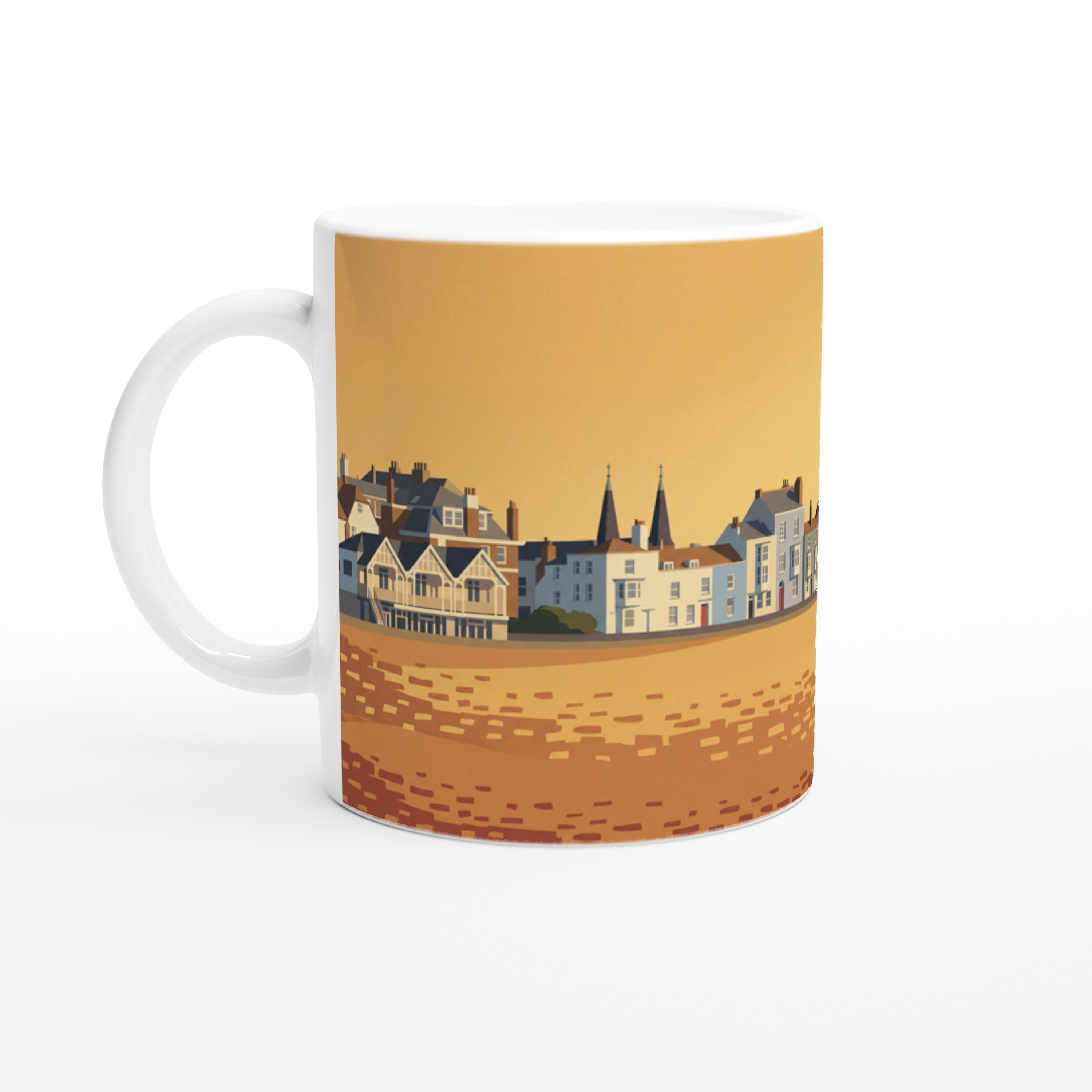 Deal Seafront Ceramic Mug, Vintage Travel Poster Style