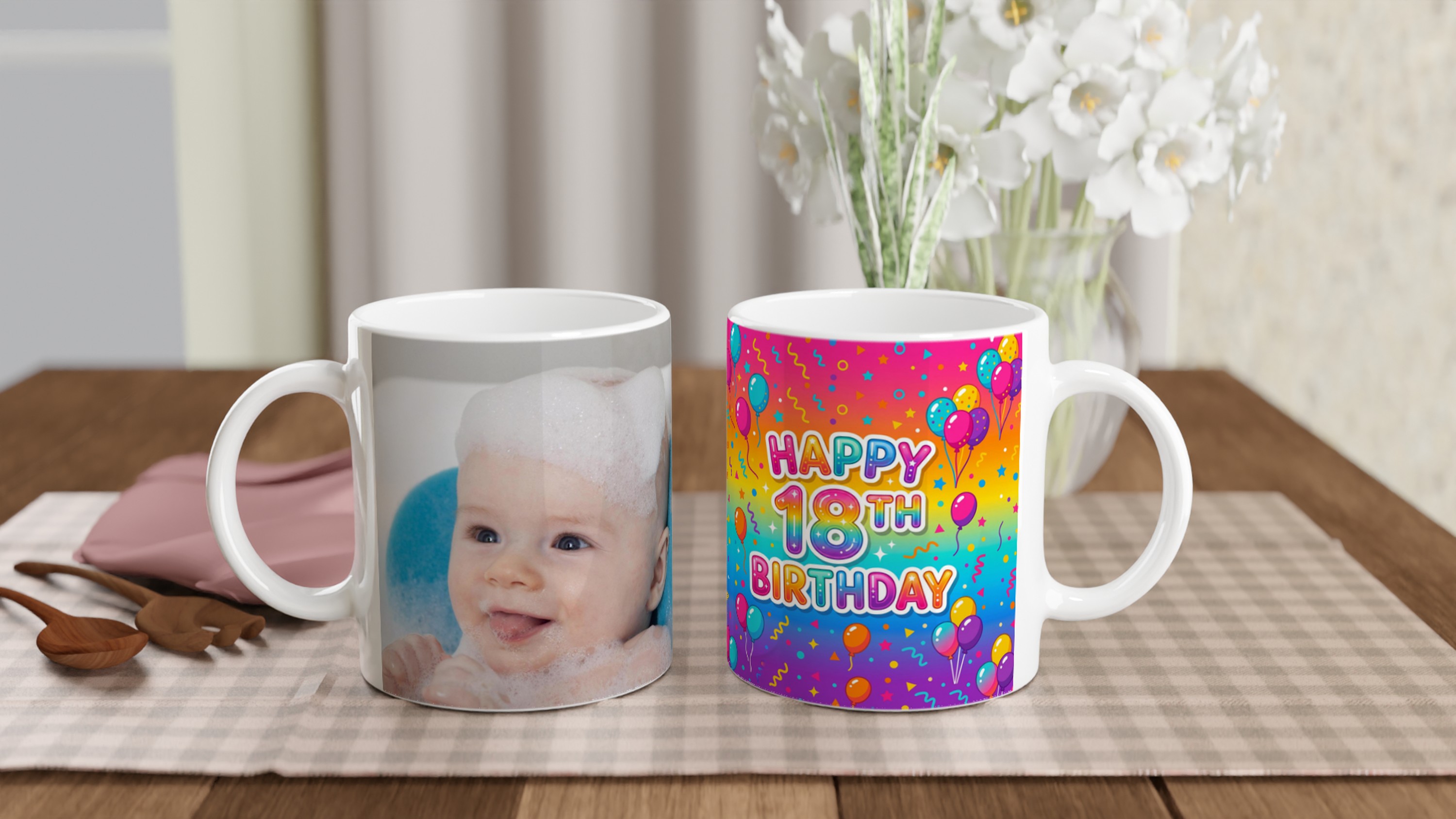 Personalised Birthday Photo Mug, 11oz Ceramic, 16th, 18th, 21st or 40th Gift