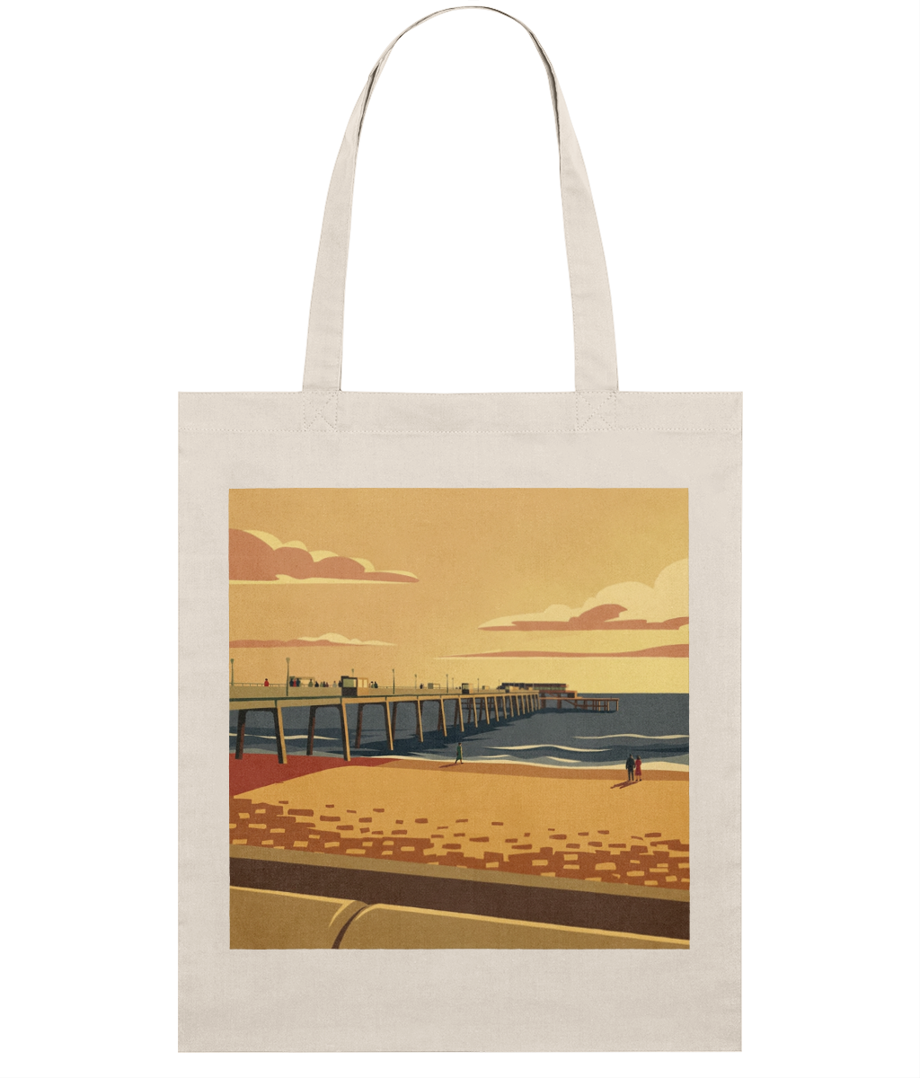 Deal Pier Tote Bag, Cotton, Retro Kent Art Design, 5 Colours