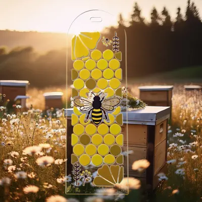 Bee & Honeycomb Clear Acrylic Bookmark