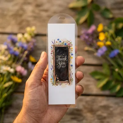 Chalkboard Floral Thank You Acrylic Bookmark