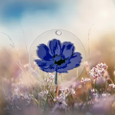 Blue Flower Acrylic Keyring