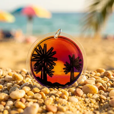 Palm Tree Sunset Acrylic Keyring