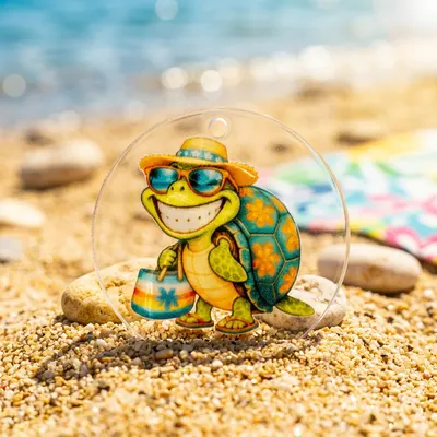 Beach Turtle Acrylic Keyring