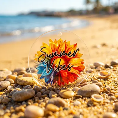 Summer Vibes Sunflower Acrylic Keyring